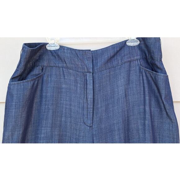 Grabrielle Union 100% Lyocel Chambray Wide Leg Trousers Dress Pants Blue Size 20 - Picture 5 of 10